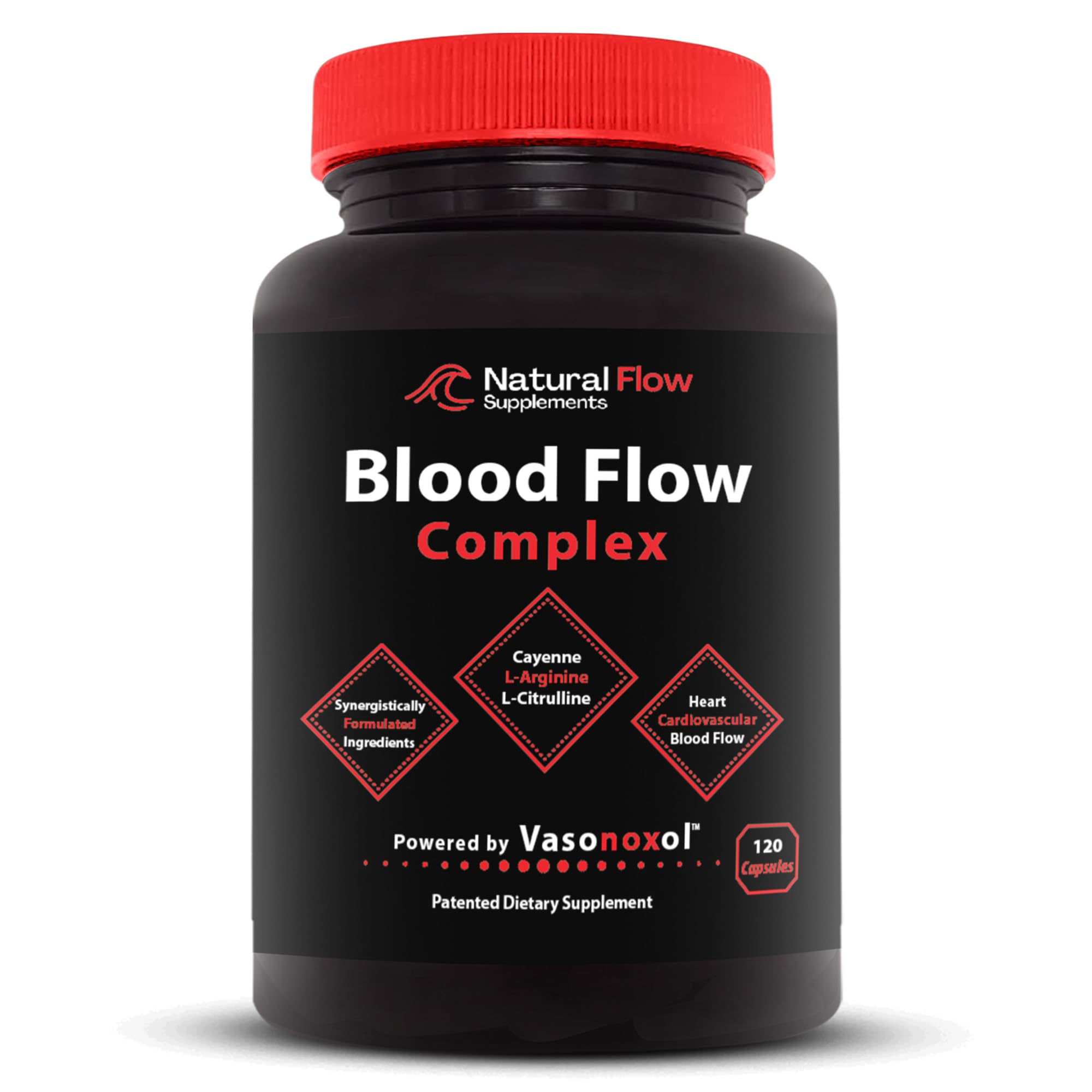 Natural Flow Blood Flow Complex bottle front promotes circulation support and daily vitality.