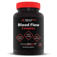 Natural Flow Blood Flow Complex bottle front promotes circulation support and daily vitality.