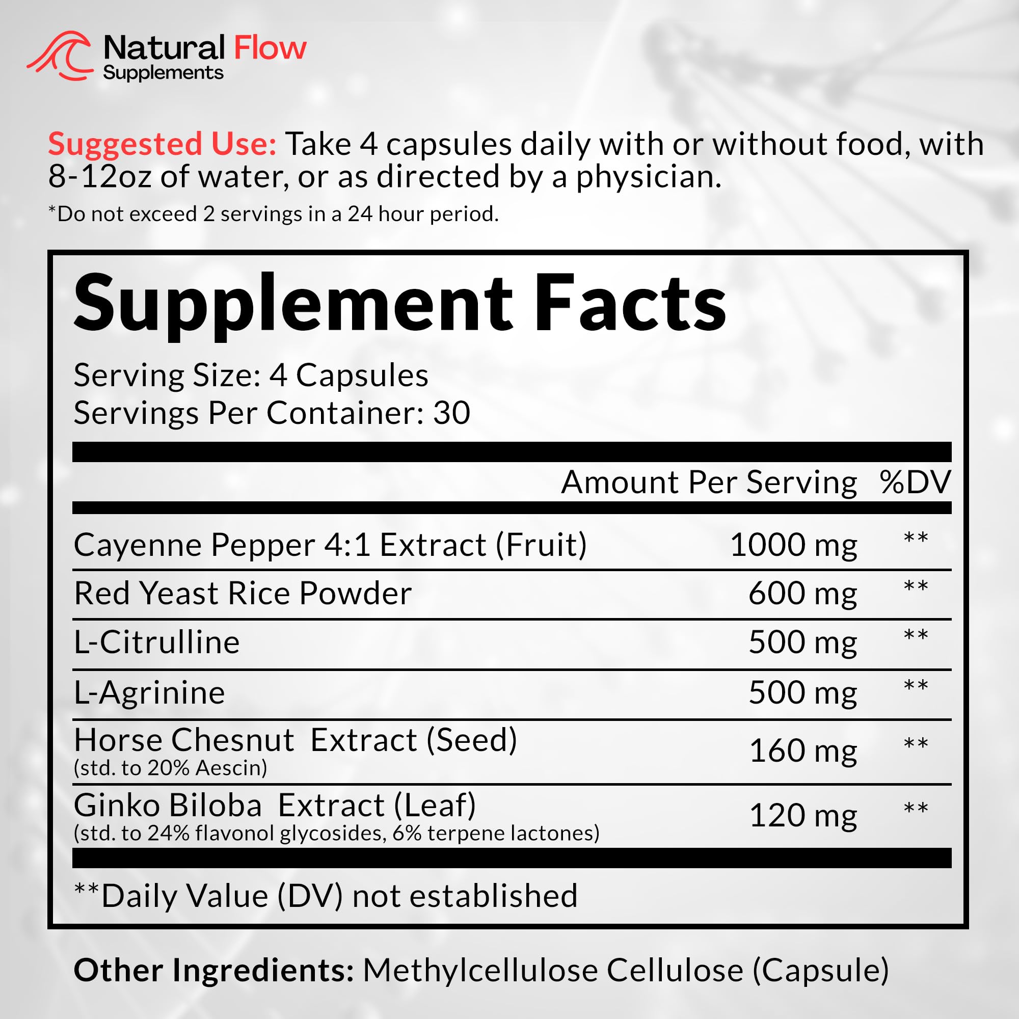 Natural Flow Blood Flow Complex capsules close-up for daily circulation support.