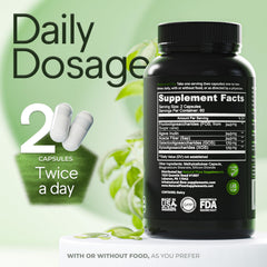 Natural Flow daily fiber serving shown as two-capsule serving.