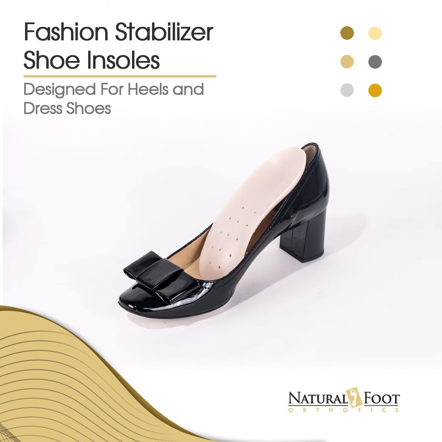 Natural Foot Orthotics four-arches design distributes weight for better balance.