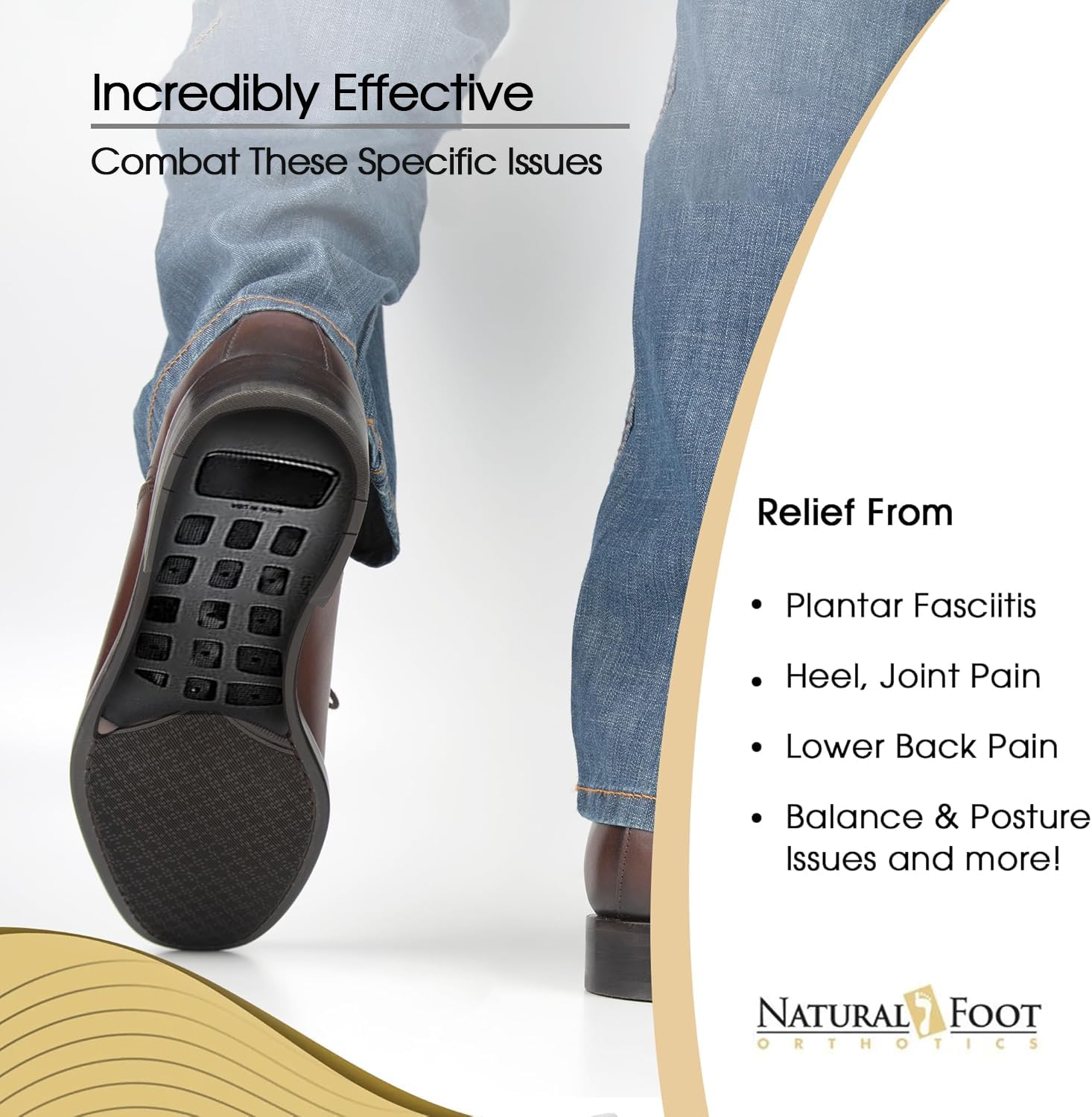 Natural Foot Orthotics semi-rigid design for gradual break-in.