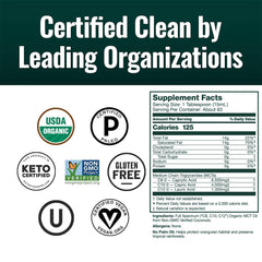 Natural Force MCT Oil label highlights USDA Organic and Non-GMO verification.