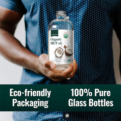 Natural Force MCT Oil packaging in eco-friendly glass with recyclable cap.