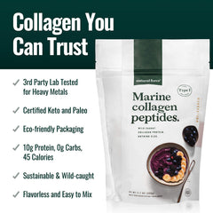 Natural Force unflavored collagen dissolving in liquid for easy mix.