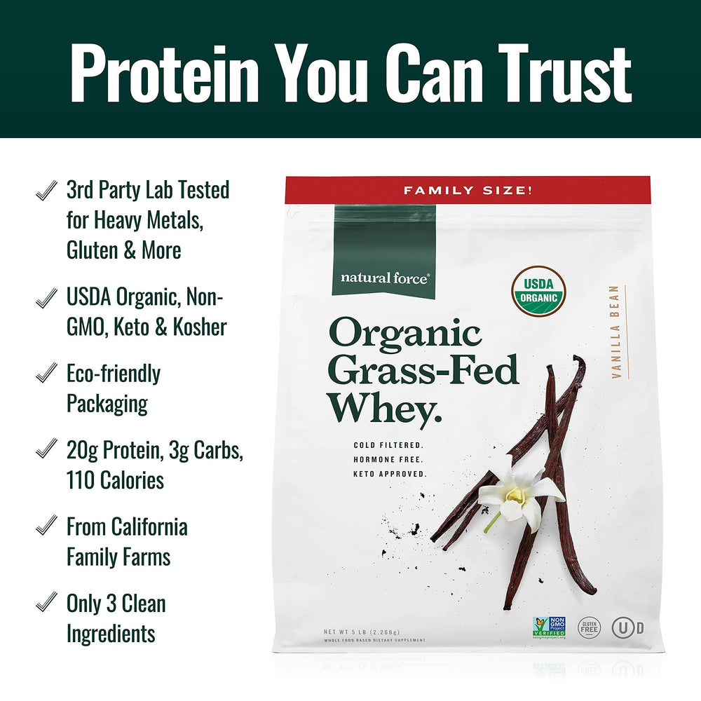 Natural Force USDA Organic and Non-GMO certification close-up.