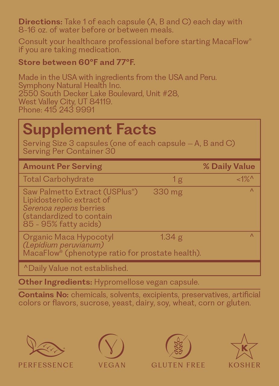 Natural Health International MacaFlow capsules closeup for daily wellness routine.