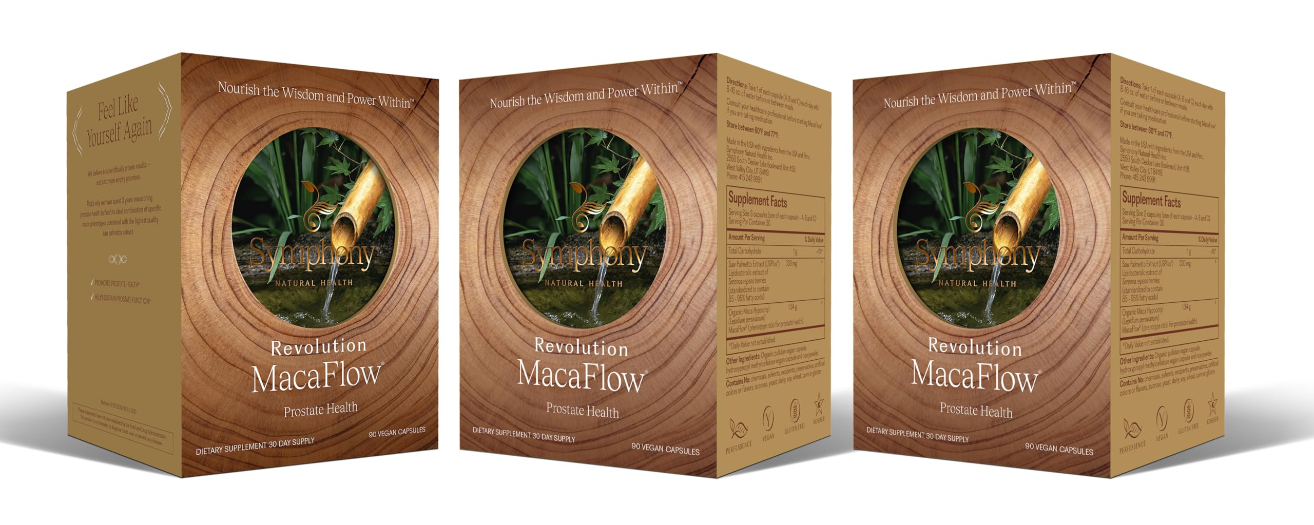 Natural Health International MacaFlow bottle showing prostate health support option.