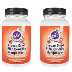 Natural Home Cures mangosteen pericarp capsules bottle highlights premium packaging for quality supplements.