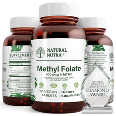 Natural Nutra Active Methyl Folate bottle front promotes heart health and immune support