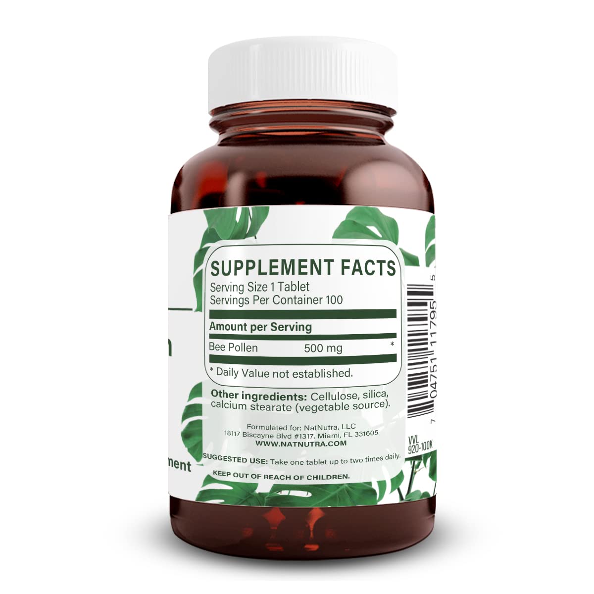 Natural Nutra Bee Pollen 500 mg bottle hero image highlighting premium supplement