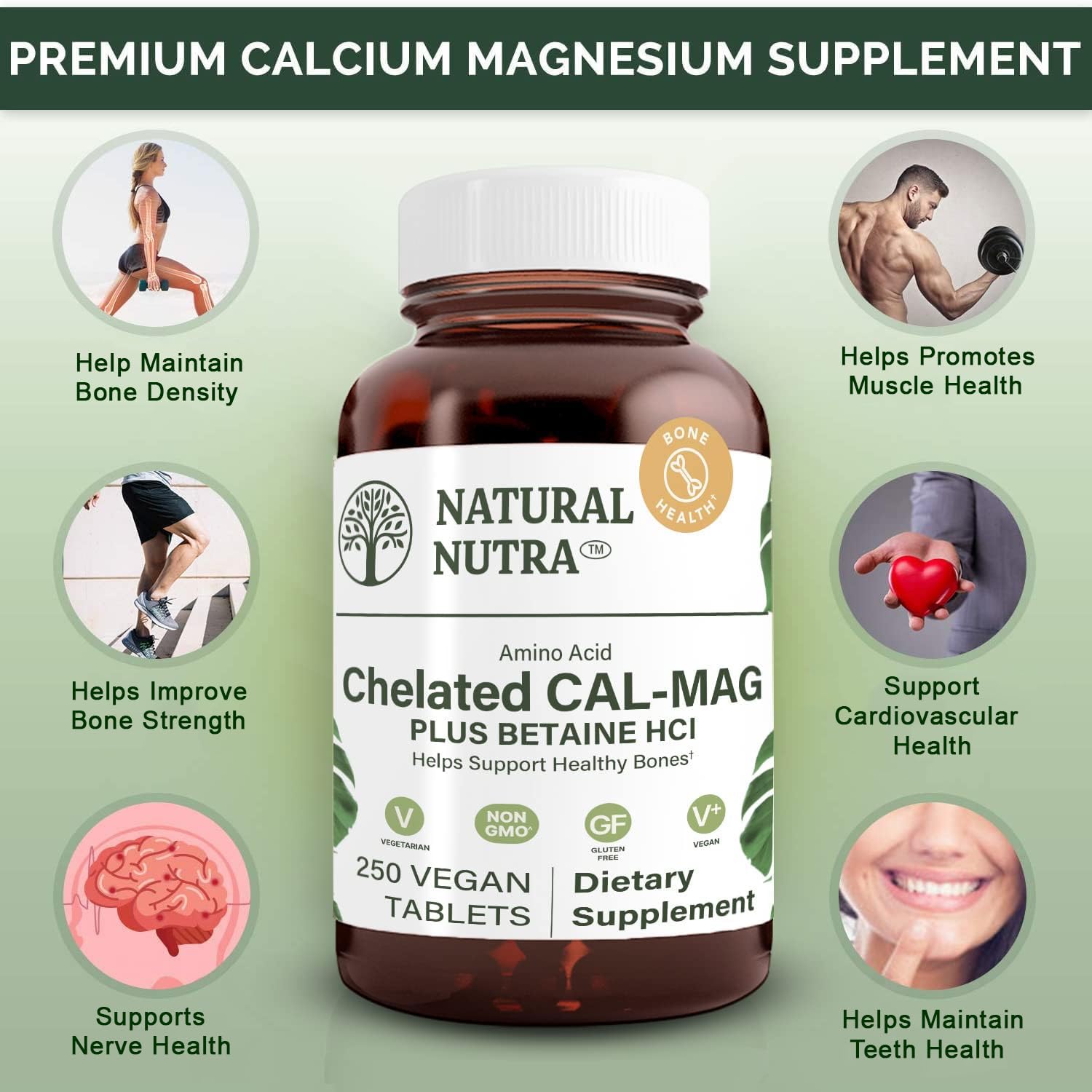 Natural Nutra label featuring Betaine HCl and mineral ratio benefits