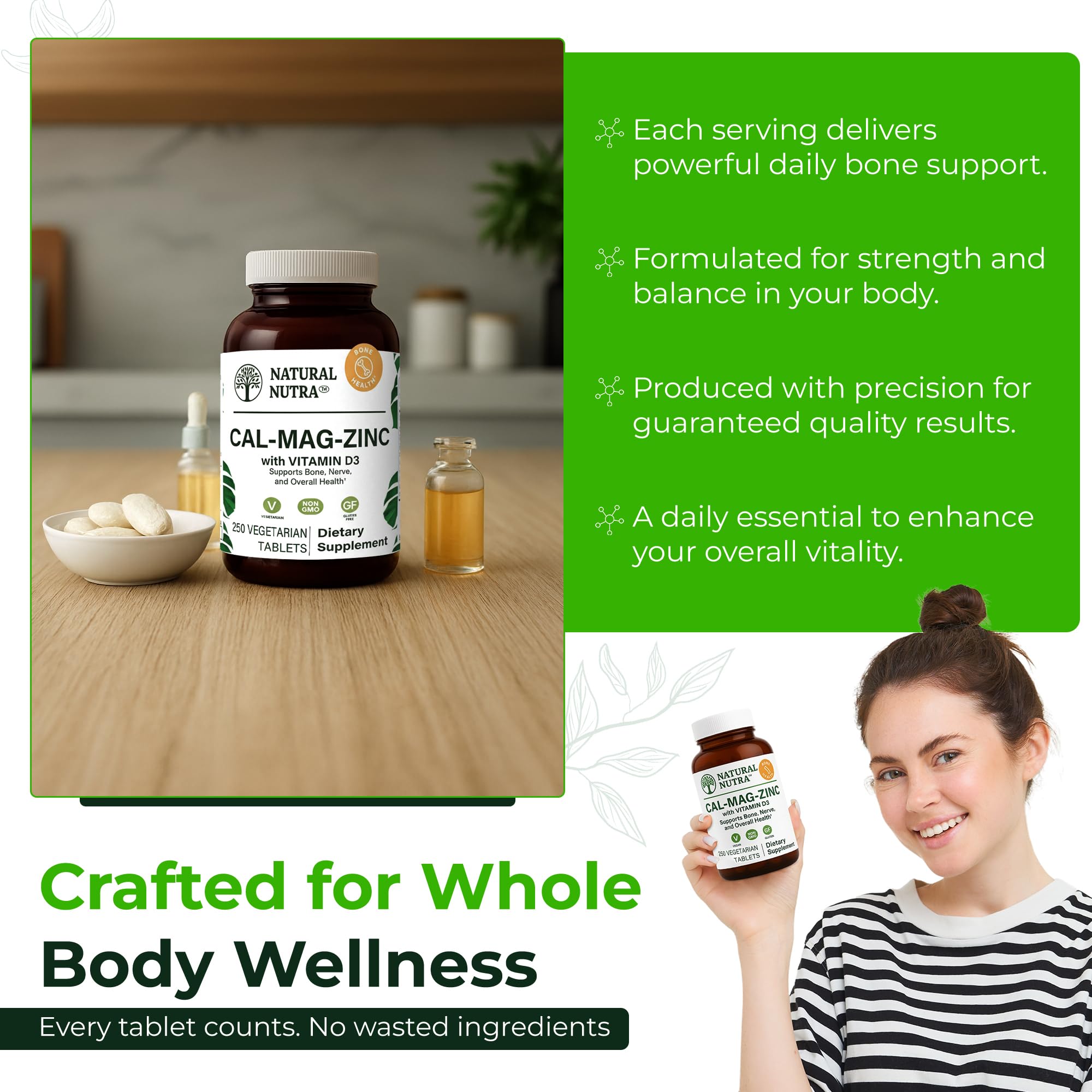 Natural Nutra CMZ immune-scene illustrating zinc within daily wellness mix.