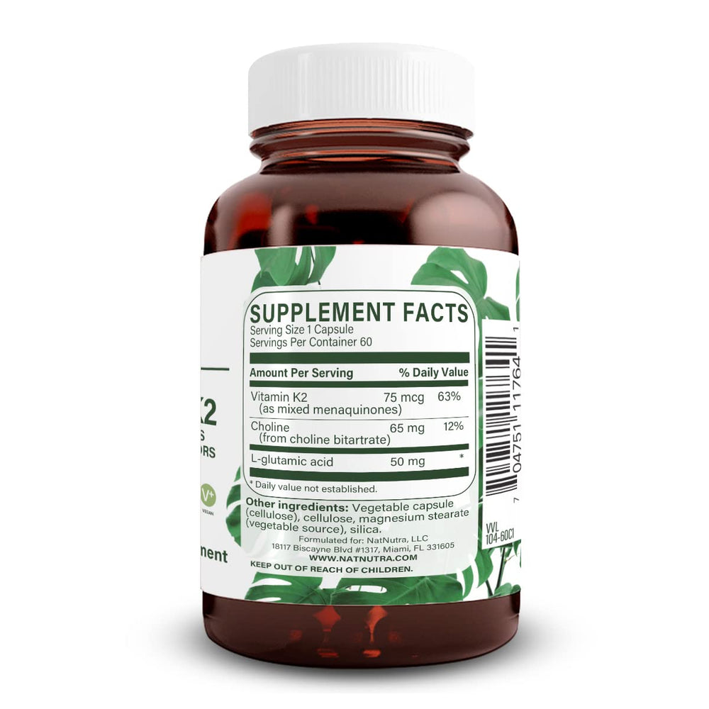 Natural Nutra K2 capsules close-up for easy daily bone health support.
