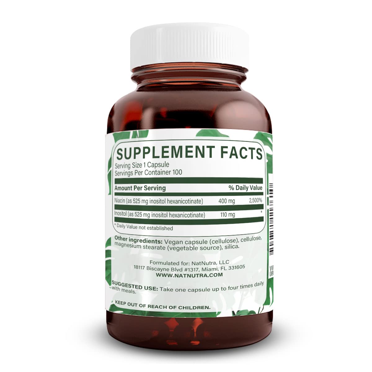 Natural Nutra No Flush Niacin capsules closeup for daily energy and clarity