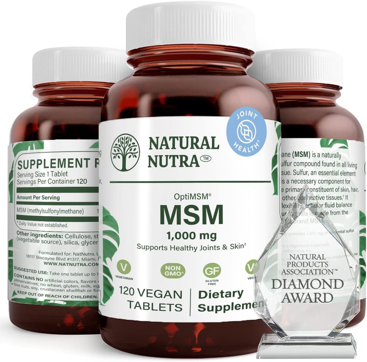 Natural Nutra OptiMSM bottle pour for easy daily MSM intake.
