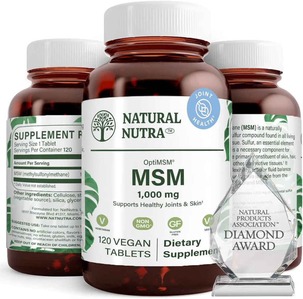 Natural Nutra OptiMSM bottle pour for easy daily MSM intake.