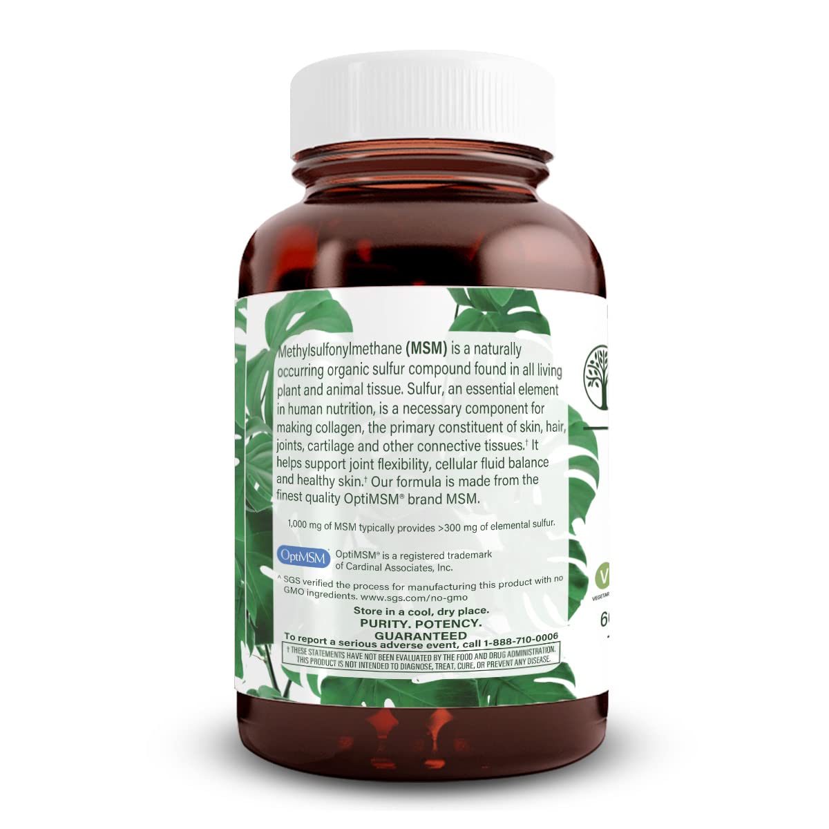Natural Nutra OptiMSM label detail highlighting purity and origin.