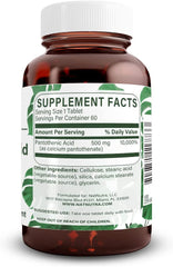 Natural Nutra Pantothenic Acid tablets packaging promoting easy daily supplementation.