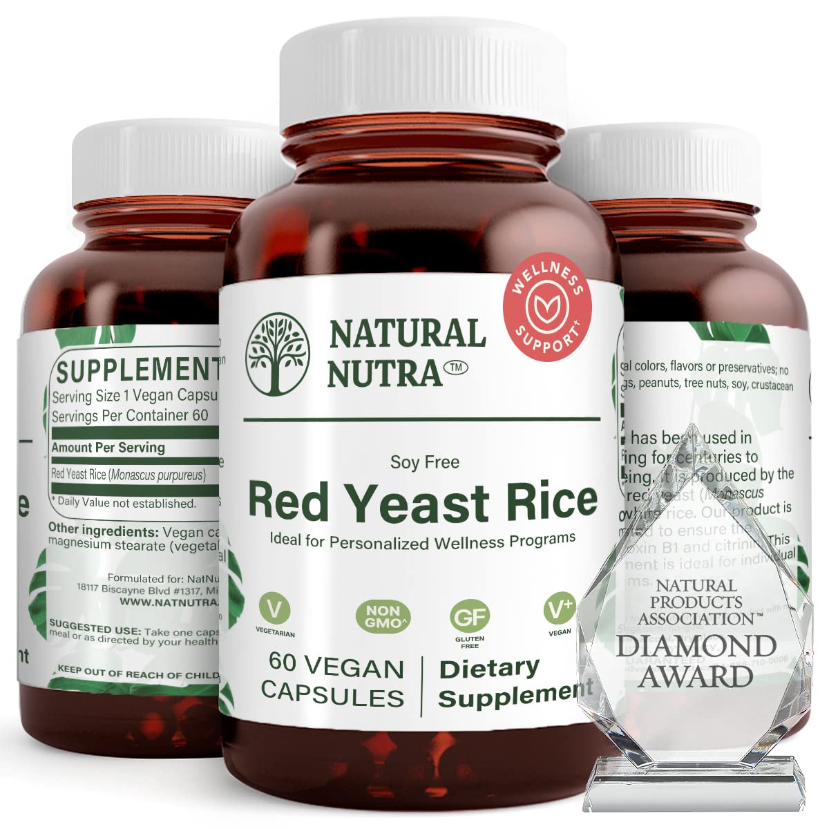 Natural Nutra Red Yeast Rice bottle front showing 600 mg capsules for daily support