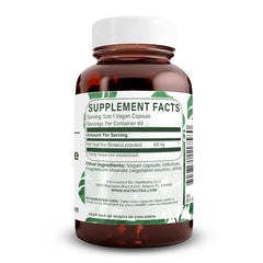 Natural Nutra Red Yeast Rice capsules inside a glass amber bottle