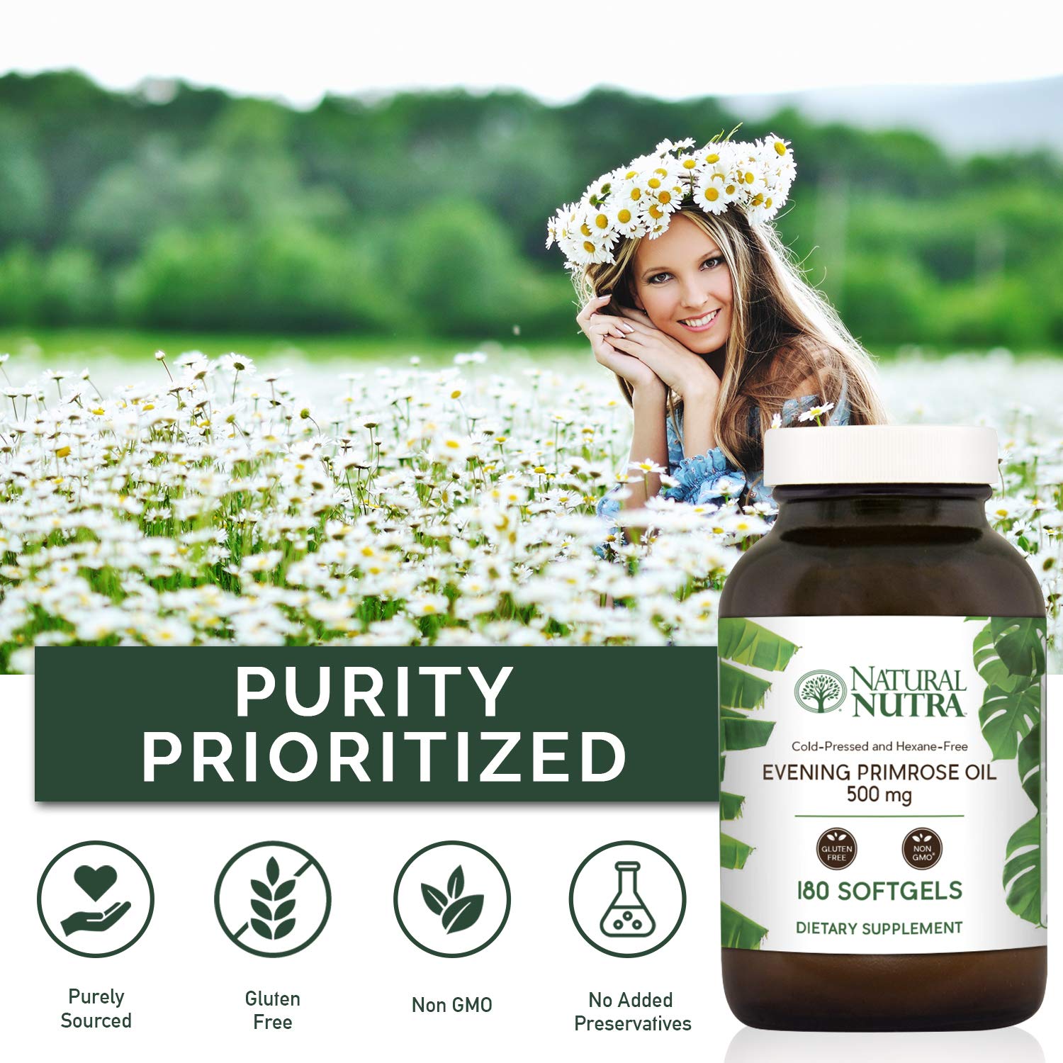 Natural Nutra softgel capsules on white surface for easy daily use