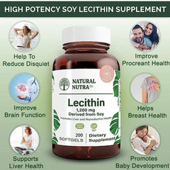 Label detail of Natural Nutra Soy Lecithin highlighting gluten-free and GMO-free features
