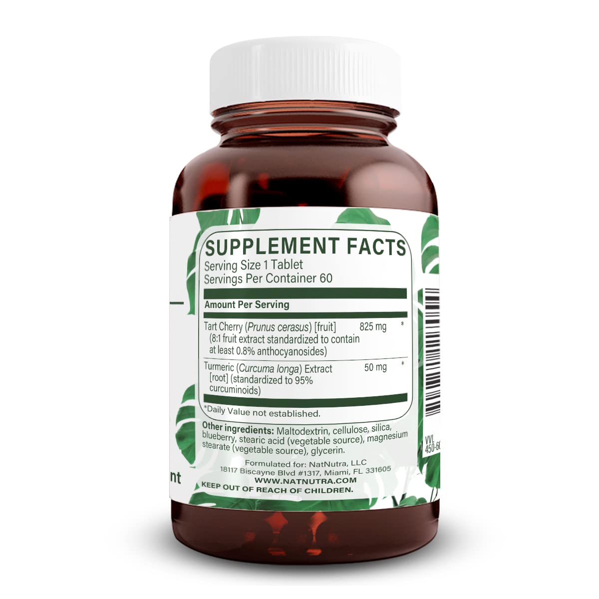 Pouring Natural Nutra Tart Cherry Extract tablets with turmeric curcumin