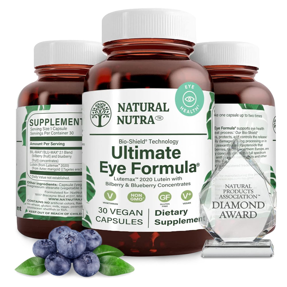 Natural Nutra Ultimate Eye Health bottle front for daily eye support and clarity.