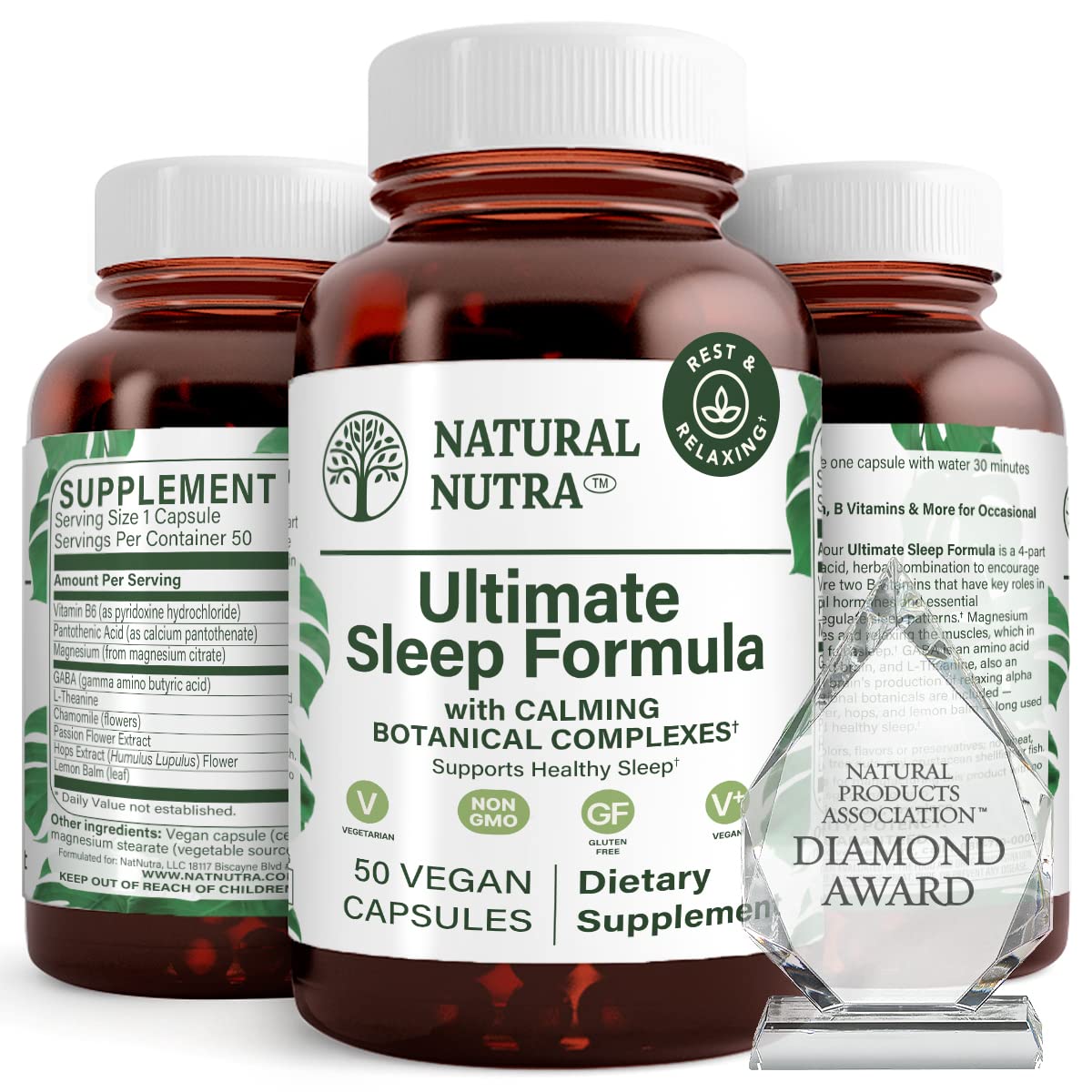 Natural Nutra Ultimate Sleep Formula bottle promoting nighttime relaxation.