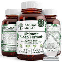 Natural Nutra Ultimate Sleep Formula bottle promoting nighttime relaxation.