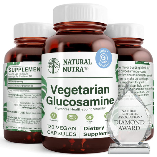 Natural Nutra vegan glucosamine bottle for daily joint support.