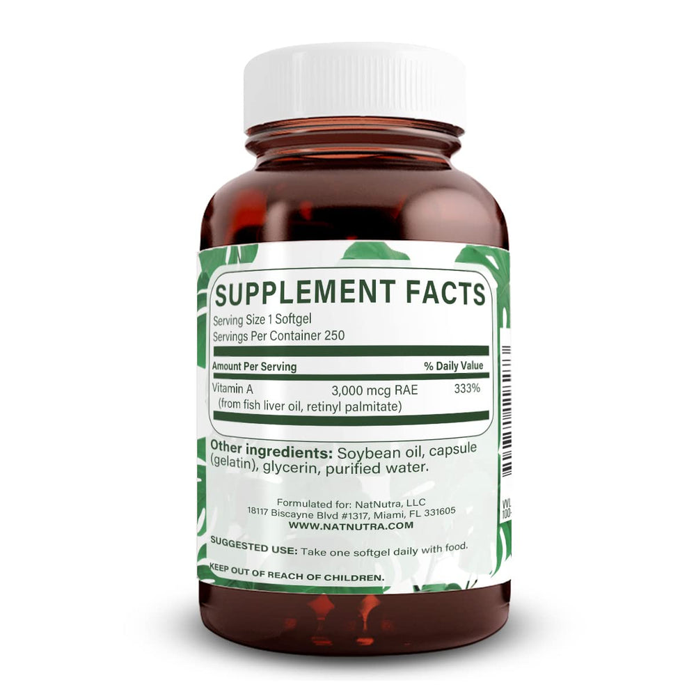 Natural Nutra Vitamin A softgels for eye health and radiant skin