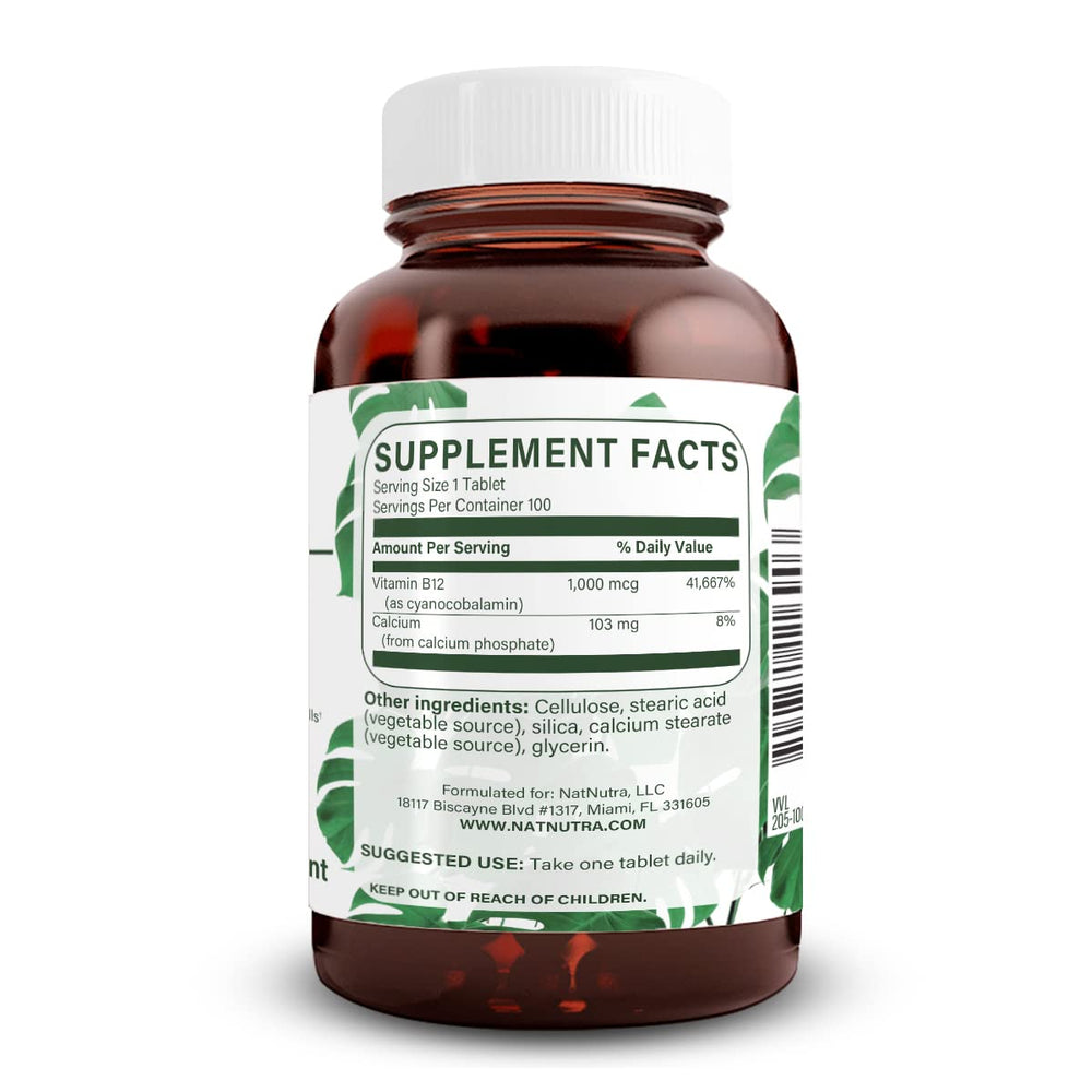 Packaging of Natural Nutra Vitamin B12 1000 mcg vegan supplement for convenient use