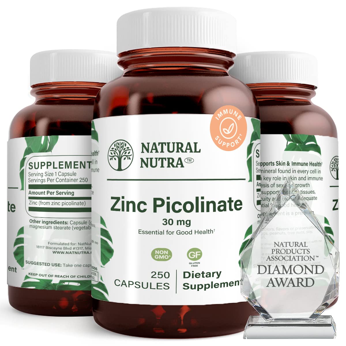 Natural Nutra Zinc Picolinate 30mg bottle front for daily immune support