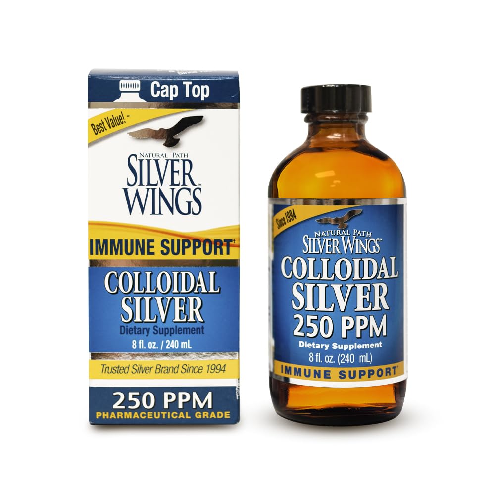 Natural Path Silver Wings colloidal silver liquid bottle pour for daily supplementation