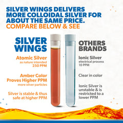 Natural Path Silver Wings colloidal silver purity lab-tested label shows verified particle size and pH