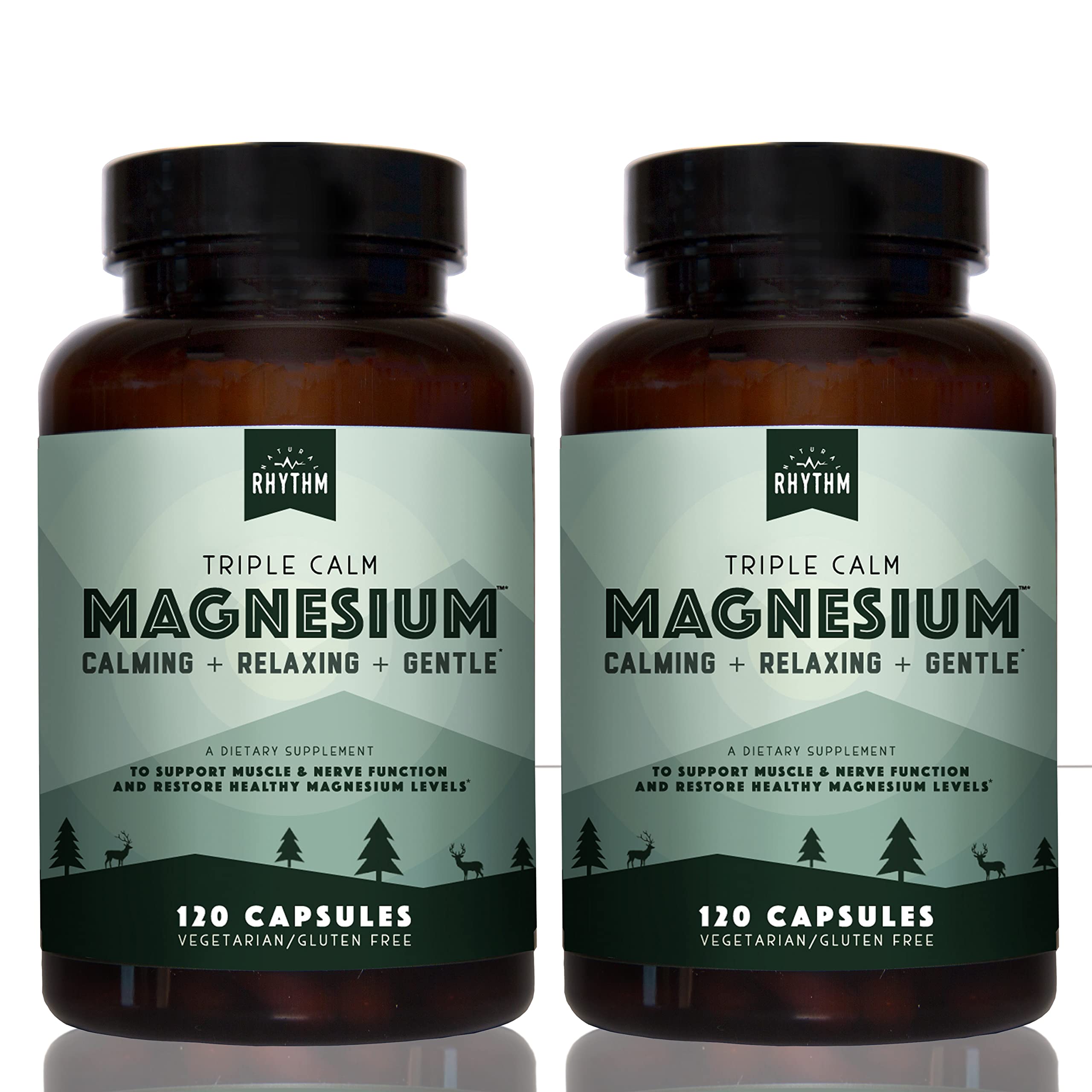 Natural Rhythm Triple Calm bottle front, premium magnesium blend for restful days