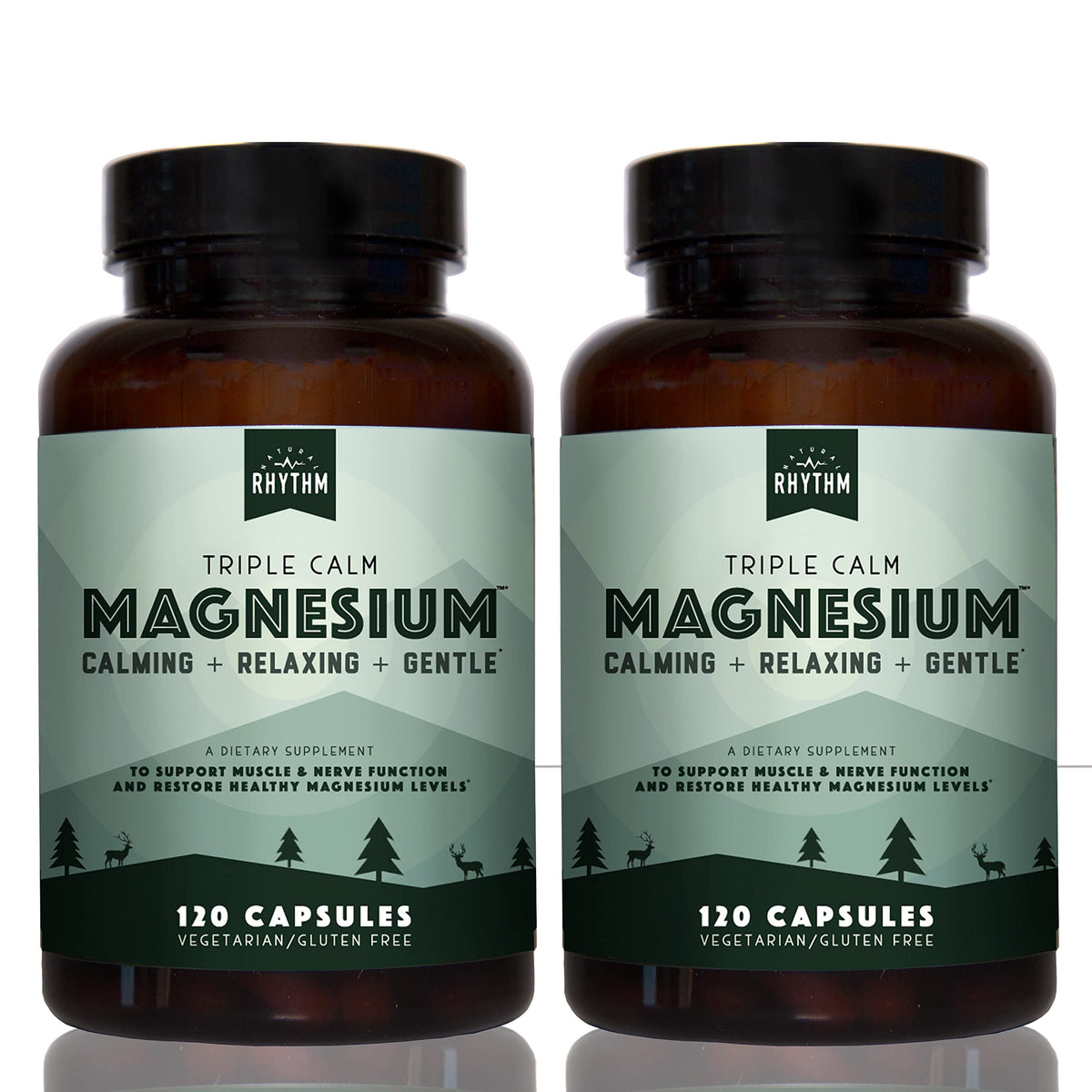 Natural Rhythm Triple Calm bottle front, premium magnesium blend for restful days