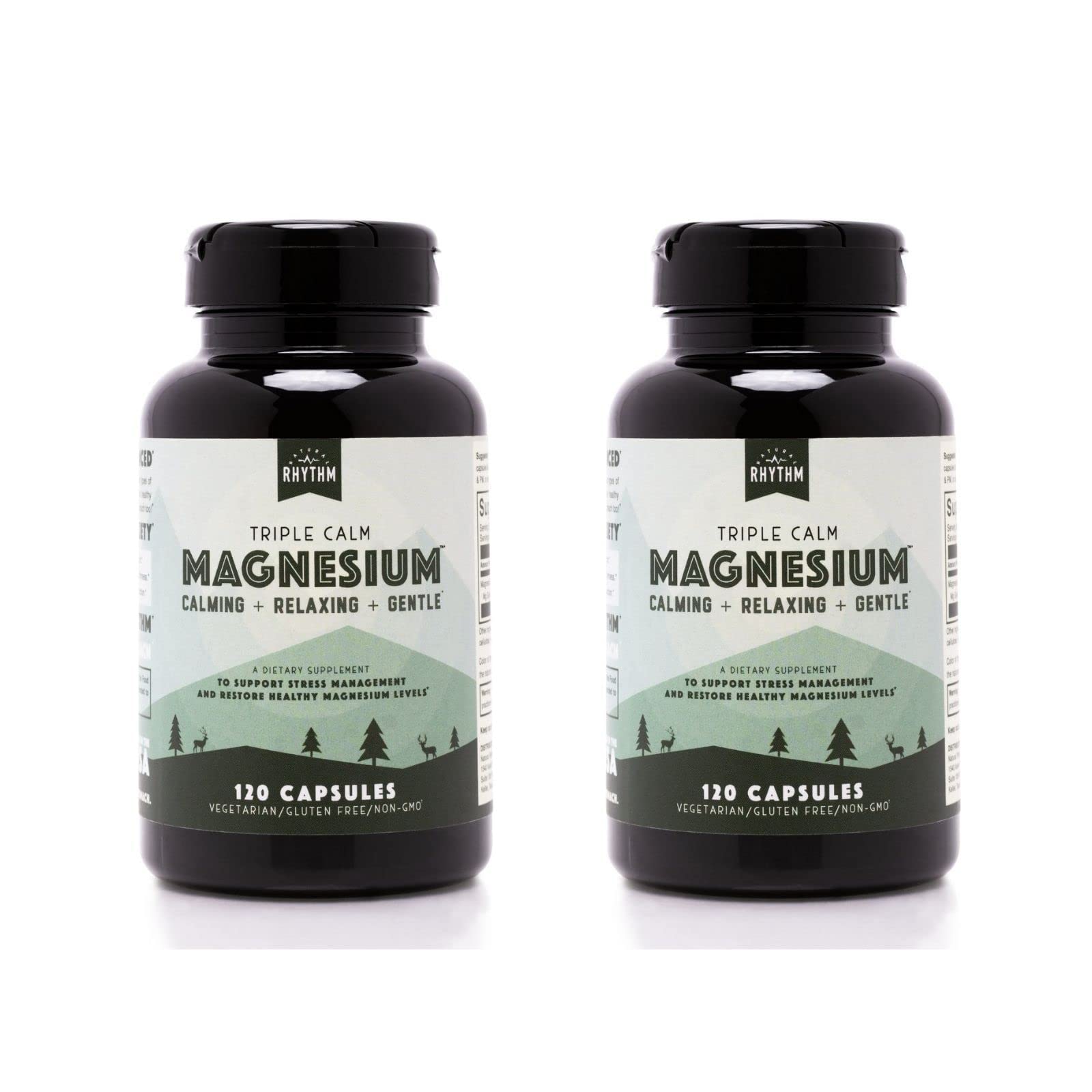 Natural Rhythm Triple Calm label information, gluten-free and non-GMO claims