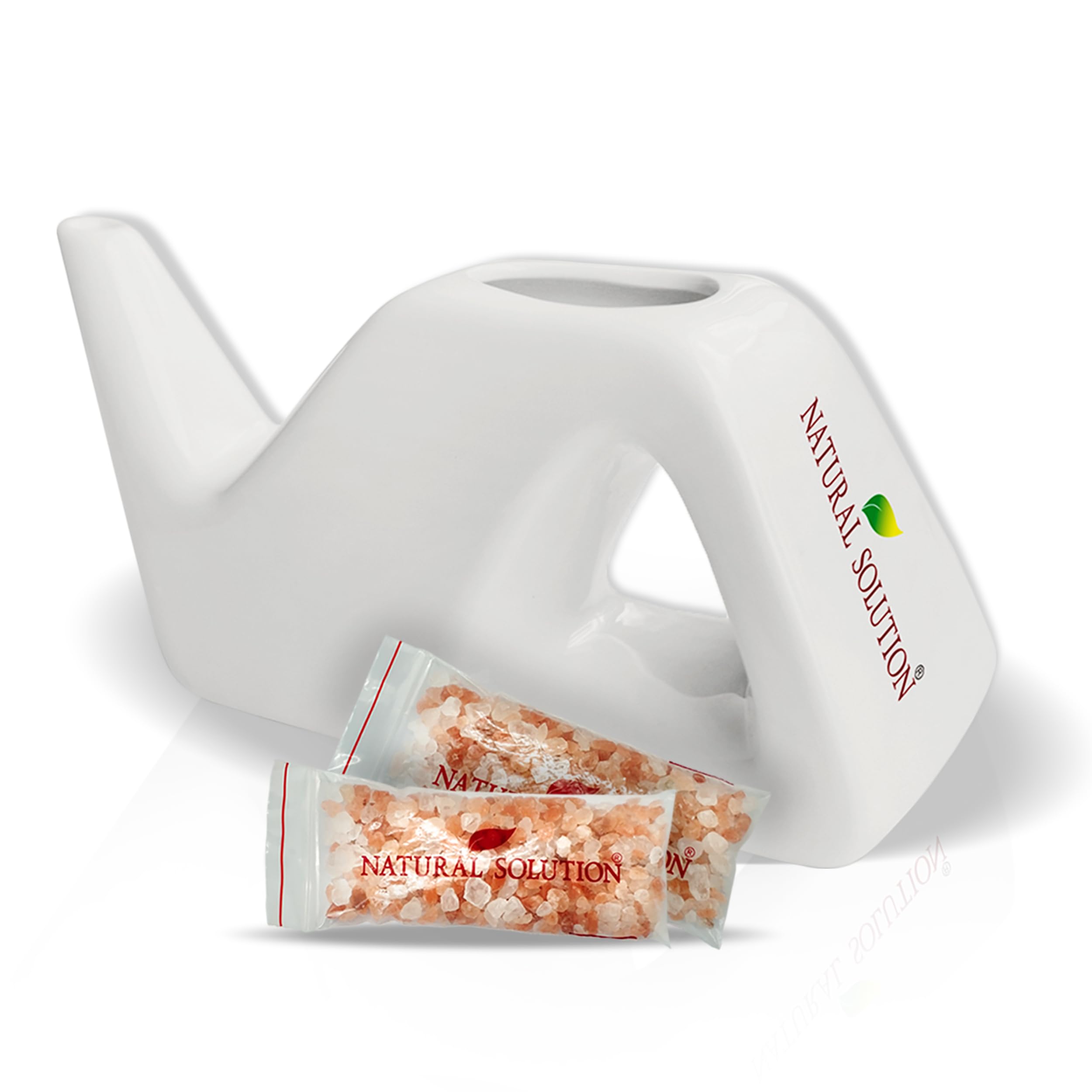 Natural Solution ceramic neti pot for gentle nasal rinse and congestion relief