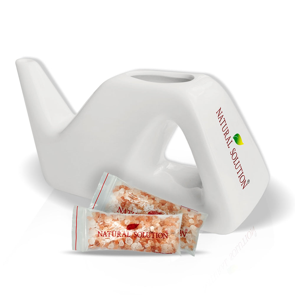 Natural Solution ceramic neti pot for gentle nasal rinse and congestion relief