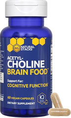 Natural Stacks Acetylcholine Brain Food capsules close-up suggesting brain energy support