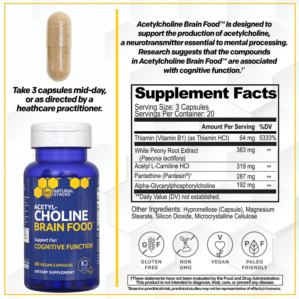 Natural Stacks capsules pouring from bottle for convenient daily use