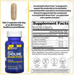Natural Stacks Acetylcholine Brain Food label disclosure displaying transparent ingredients