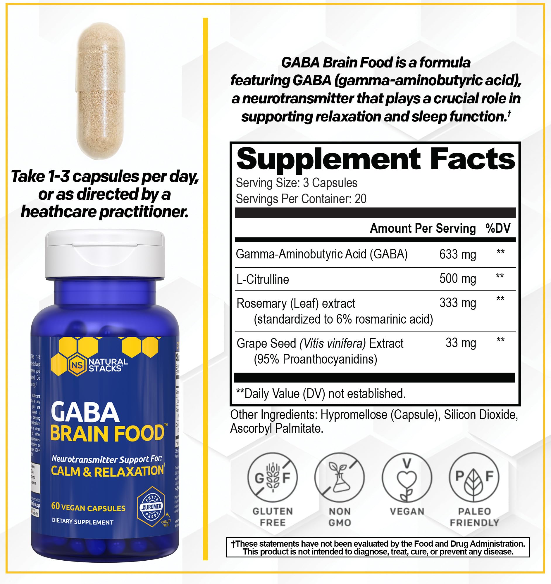L-Citrulline capsules in Natural Stacks formula for relaxed evenings.