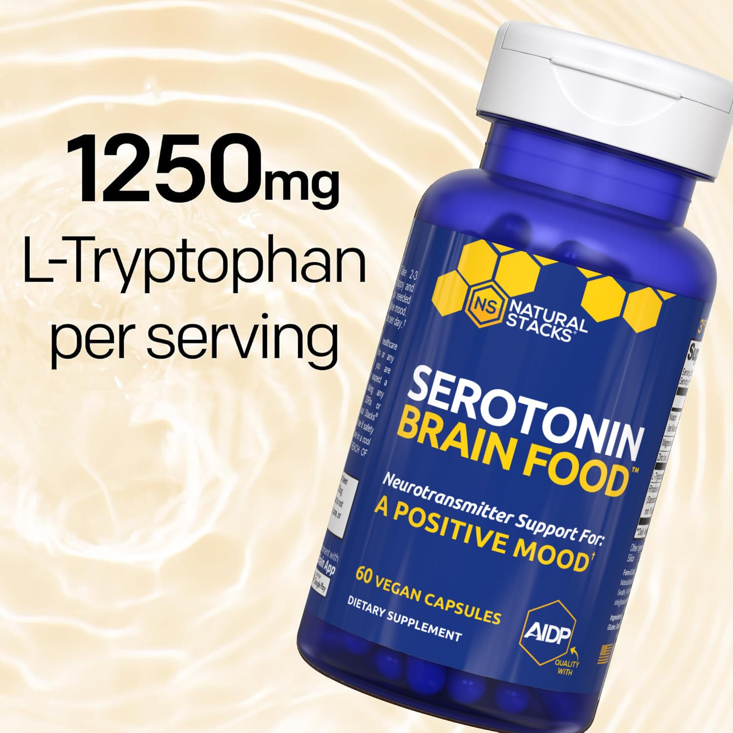Natural Stacks L-Tryptophan capsules supporting natural serotonin production