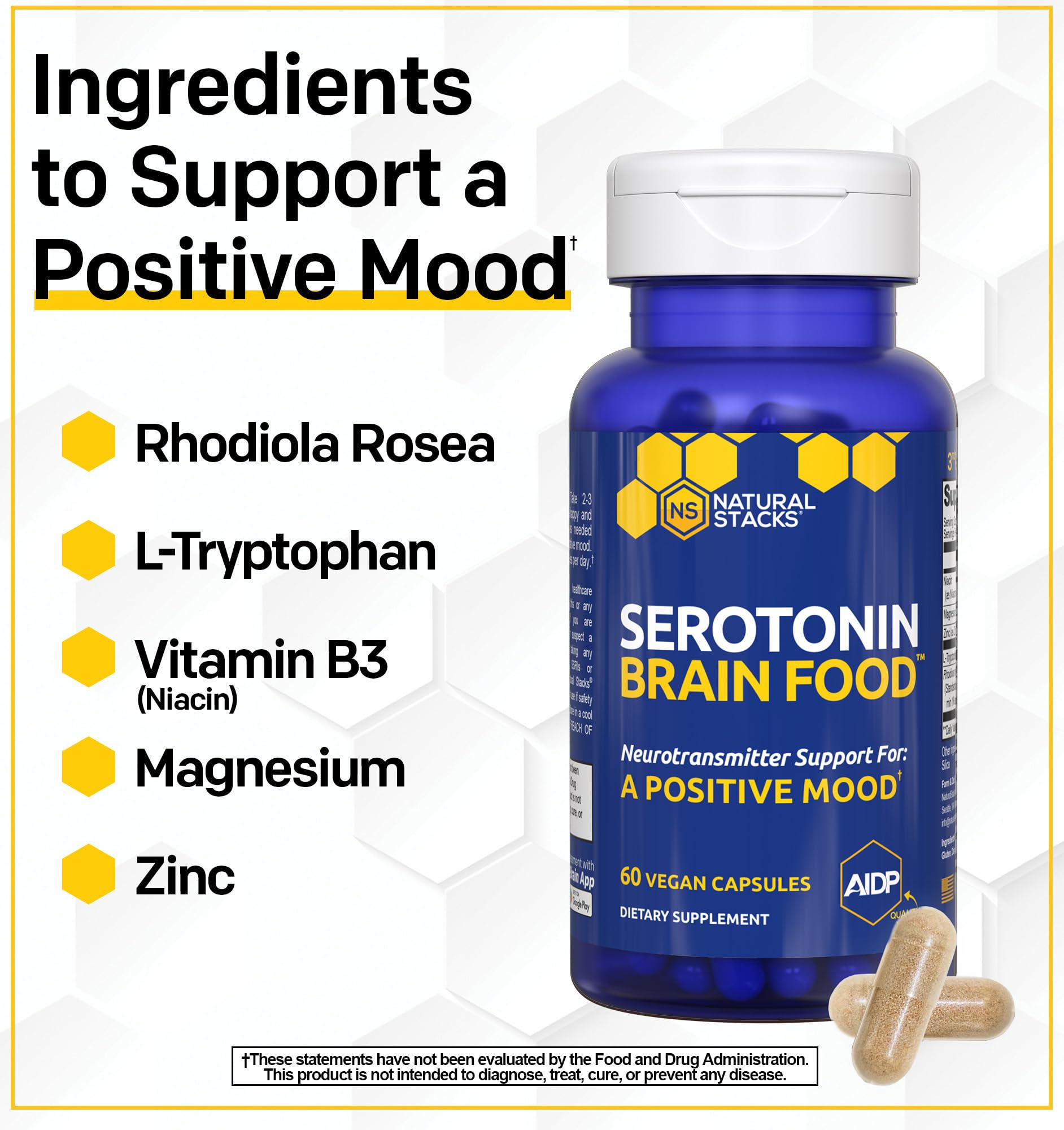 Natural Stacks Magnesium Glycinate capsules for relaxation and neurotransmitter support