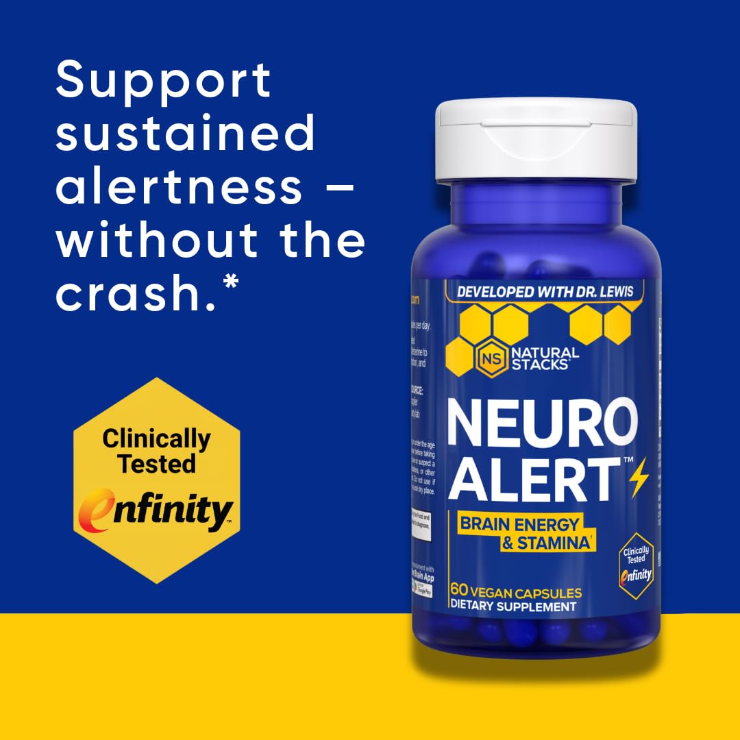 Natural Stacks NeuroAlert box on a desk, ideal for sustained cognition during work