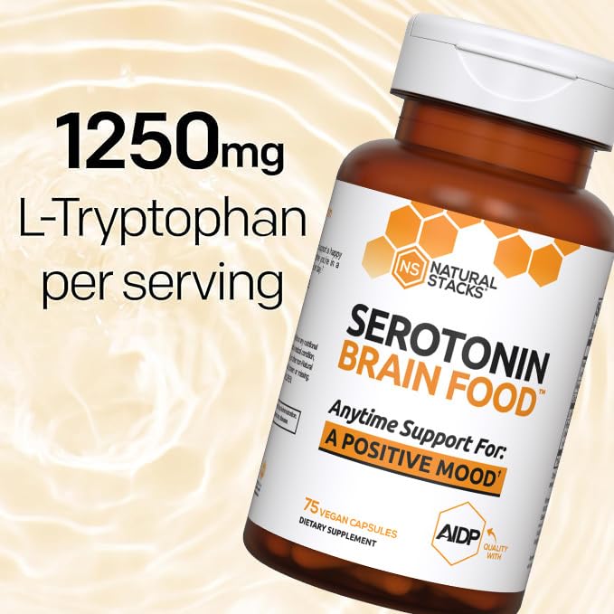 Natural Stacks Serotonin bottle pour demonstrates easy daily dosing.